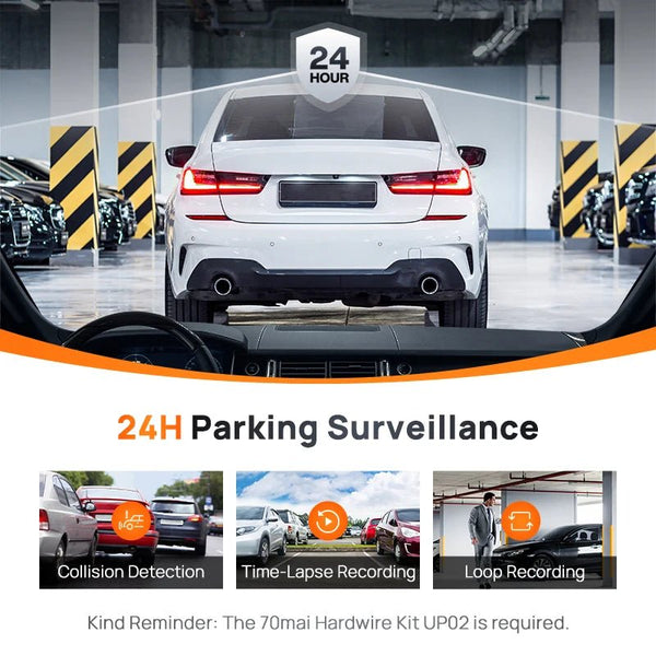 70mai A200 Dash Cam 2 Inch LCD Dual Channel 1080P Car DVR 24H Parking - stepyours.com