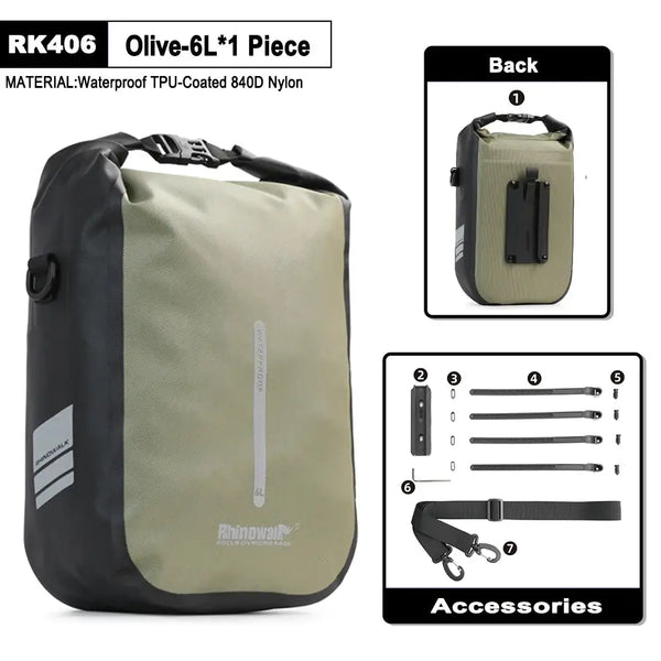 Rhinowalk Bike Front Fork Bag Waterproof 4L-6L Pack Quick Release For MTB Road Bike Scooter Cycling Shoulder Bag Storage Bag