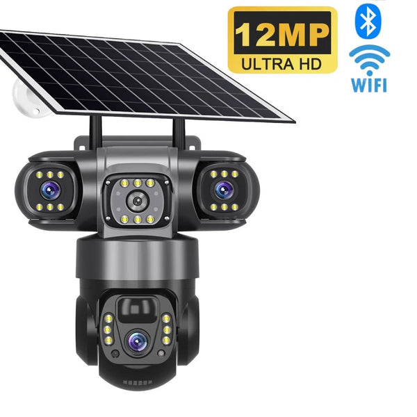 Solar Wireless Security Camera 12MP HD 3 Lens 10X Zoom IP66 Outdoor - stepyours.com