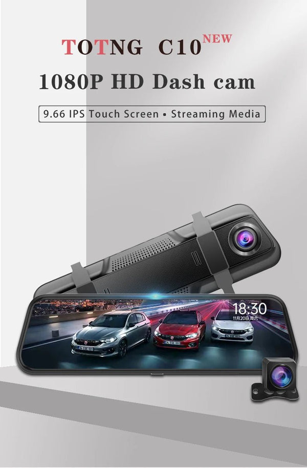 10 Inch Car Touch Screen Rear View Mirror Dash Cam Front And Rear Cameras - stepyours.com