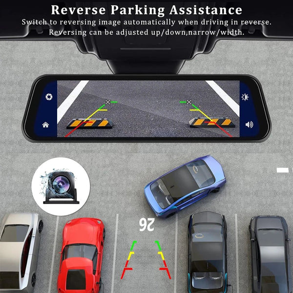 10 Inch 4K Dash Cam With CarPlay Android Auto GPS WiFi Rearview Mirror - stepyours.com