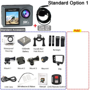 HUAFANT M4R Action Camera 5K 4K60FPS Waterproof 30m IPS Touch LCD 5X Zoom - stepyours.com