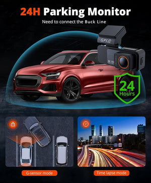 4K Dash Cam Dual Lens With GPS WiFi Night Vision Never Miss A Moment - stepyours.com