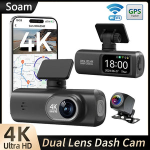 Soam Dash Cam 4K Plus Dual Channel GPS WiFi Front 4K Rear 1080p - stepyours.com