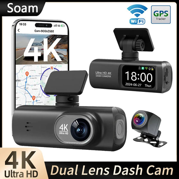 Soam Dash Cam 4K Plus Dual Channel GPS WiFi Front 4K Rear 1080p - stepyours.com