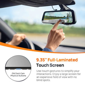 70mai S500 Rearview Dash Cam 9.35 Inch Touch Screen Dual Channel 3K HDR - stepyours.com