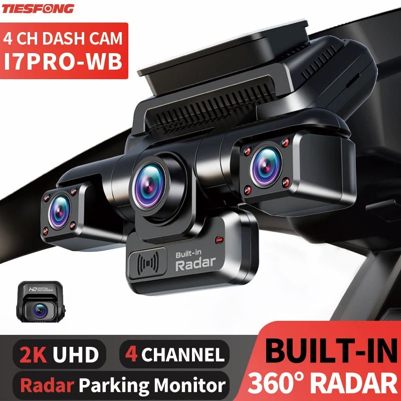 TiESFONG 4CH GPS Dash Cam I7Pro Front 4K 2K Plus 3x1080P Car DVR WiFi - stepyours.com