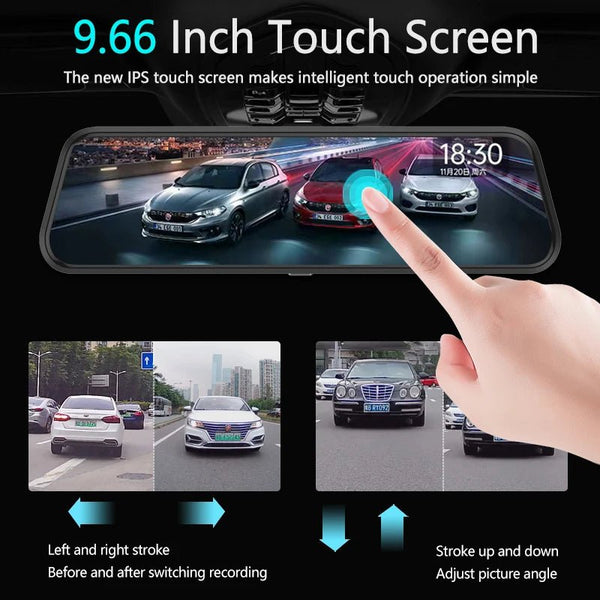 10 Inch Car Touch Screen Rear View Mirror Dash Cam Front And Rear Cameras - stepyours.com