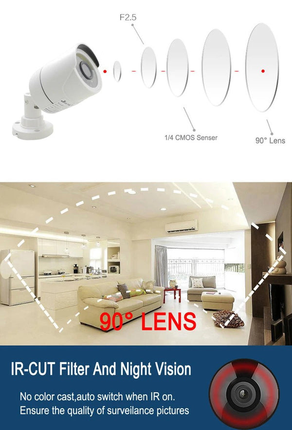JIENUO 4K AHD Outdoor CCTV Camera - Waterproof Night Vision Security Monitor - stepyours.com