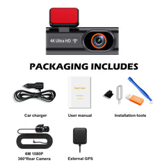 Ultra HD 4K Car Dash Cam With WIFI DVR Night Vision 24H Parking GPS - stepyours.com