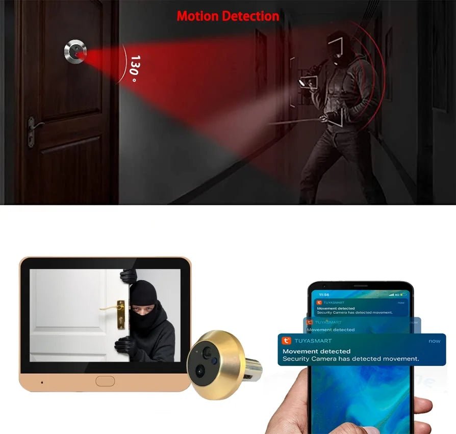 Tuya 3MP Wireless Peephole Camera LCD Screen Night Vision - stepyours.com