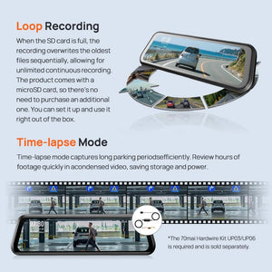 70mai S410 Rearview Dash Cam 2K Front 1080P Mirror - stepyours.com