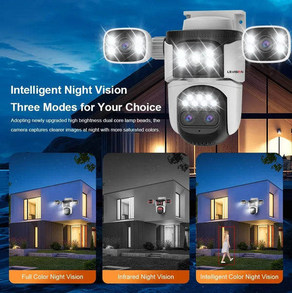 LS VISION 20MP Outdoor WiFi Security Camera With 4 Lenses 10X Zoom Auto Tracking - stepyours.com