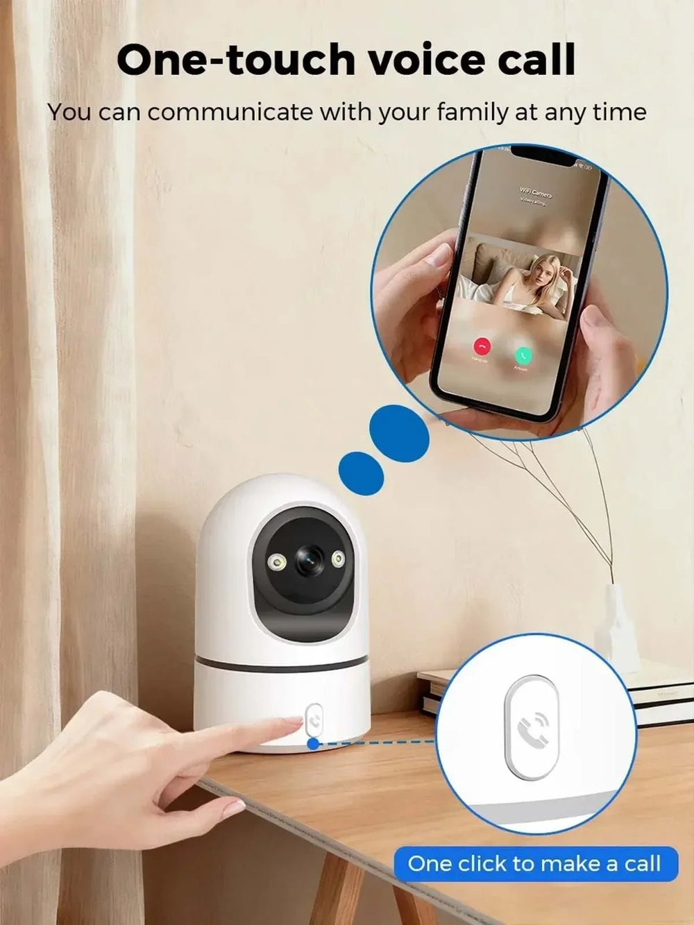 PEGATAH 5MP One - Touch Call Indoor Baby Monitor WiFi Color Night Vision - stepyours.com