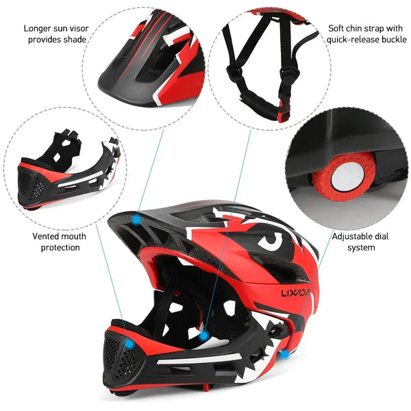 Kids Detachable Full Face Bike Helmet — product view 3