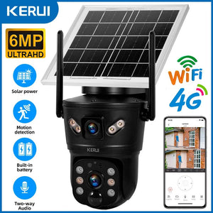 KERUI Outdoor Waterproof Solar Camera 6MP Dual Lens With 4G SIM And WiFi - stepyours.com