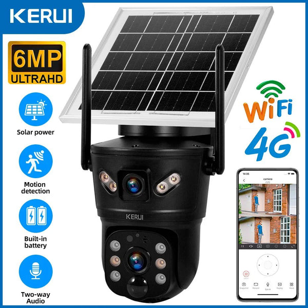 KERUI Outdoor Waterproof Solar Camera 6MP Dual Lens With 4G SIM And WiFi - stepyours.com