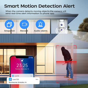 Jooan 4K Outdoor PTZ WiFi Camera AI Tracking Dual Lens 5X Zoom Hooks by stepyours.com