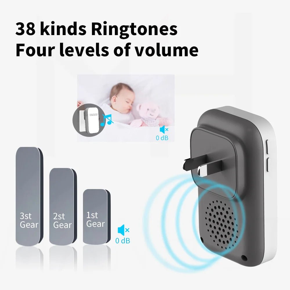 Smart Wireless Waterproof Doorbell 38 Ringtones Plug Button - stepyours.com