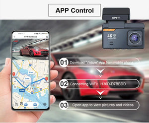 E - ACE Dash Cam 4K Dual Lens GPS WiFi 24h Parking Night Vision Rear View - stepyours.com