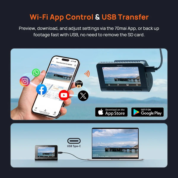 70mai 4K Dash Cam A800SE GPS ADAS Voice Control Ultra HD WiFi 6 - stepyours.com