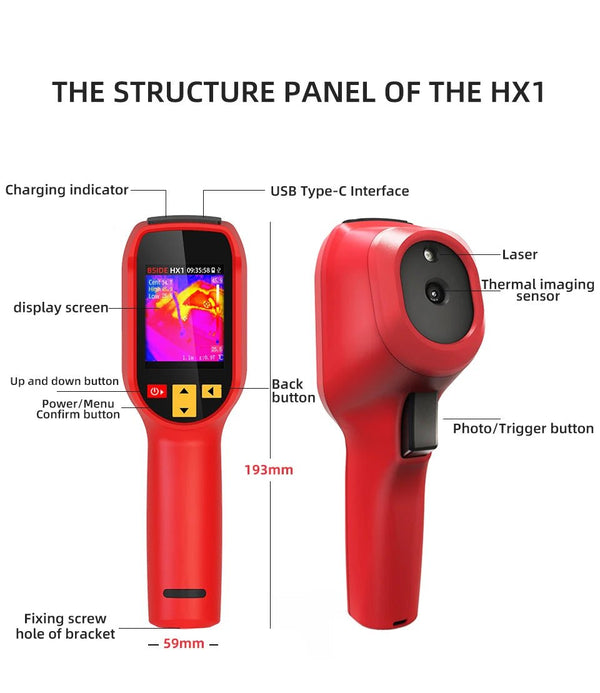BSIDE HX1 Handheld Thermal Imaging Camera - 240x240 IR For PCB, Auto, Pipelines - stepyours.com