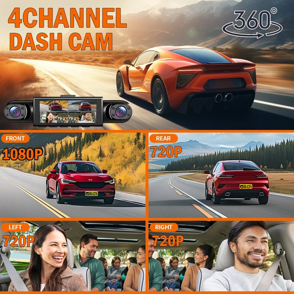 4 Channel Dash Cam 360 Degree Car Video Recorder Night Vision Parking Monitor - stepyours.com