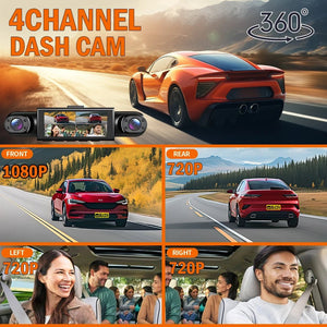 4 Channel Dash Cam 360 Degree Car Video Recorder Night Vision Parking Monitor - stepyours.com