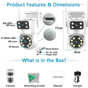 Tuya Dual Lens PTZ WiFi Camera Outdoor - 4K 8MP AI Auto Tracking Hooks - stepyours.com