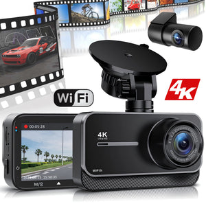 4K Dash Cam for Cars Front and Rear with WiFi GPS 24H Parking Mode - stepyours.com