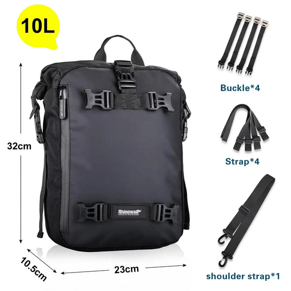 Rhinowalk Motorcycle Saddle Bag Internal Waterproof 10L-20L-30L Rear Seat Bag Modularity Luggage Shoulder Bag Single Item Sale
