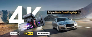 Sherway 3 Channel 4K Car Dash Cam With GPS Recorder 170 Degree Front Lens LCD - stepyours.com