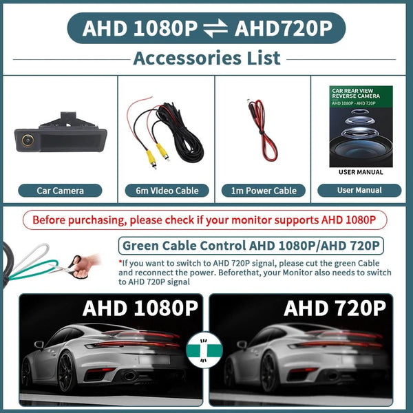 AHD 1080P 170 Rear View Camera Trunk Handle For BMW 3 5 Series X5 X6 Waterproof - stepyours.com