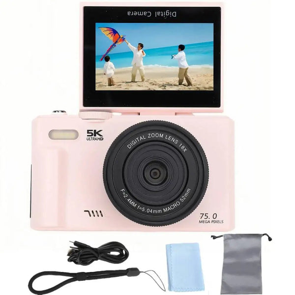 Amorus 75MP Digital Camera 5.7K Video 18x Zoom WiFi Vlog Camera - stepyours.com