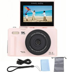 Amorus 5K Digital Camera 75MP 18X Zoom 180 Flip Screen WiFi For YouTube - stepyours.com