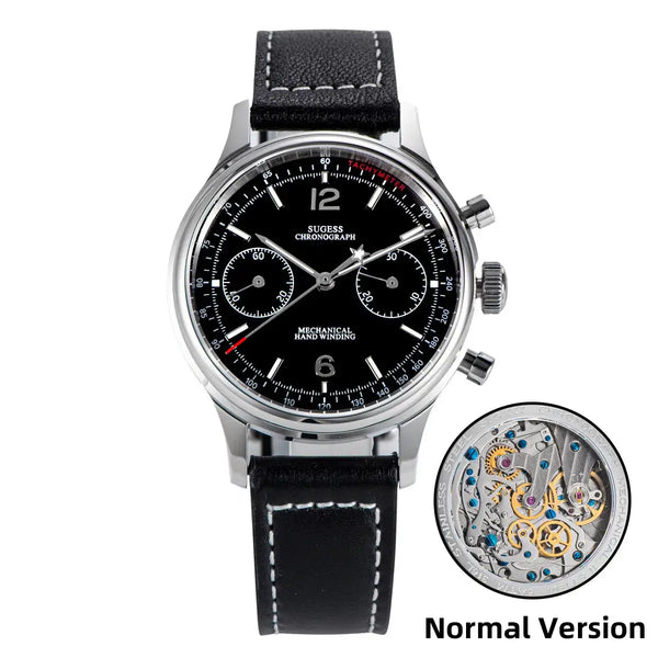 Sugess 1963 Pilot Watch Men Mechanical Chronograph Panda Wristwatch Air Force Sapphire Waterproof for Seagull Movement ST1901 v3