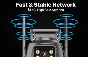 6K 9MP Outdoor Tri - Lens WiFi IP Camera - Auto Tracking And Dual Screen - stepyours.com
