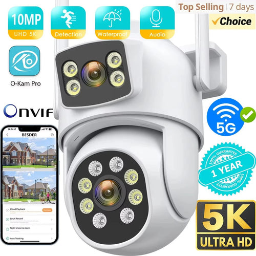 BESDER 10MP Dual - Lens Outdoor WiFi IP Camera - Auto - Tracking and Night Vision - stepyours.com