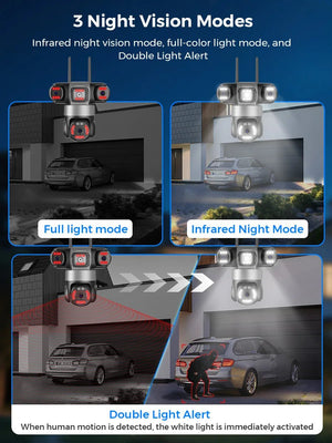12MP Outdoor WiFi PTZ Camera With 6K HD Triple Lens Waterproof - stepyours.com
