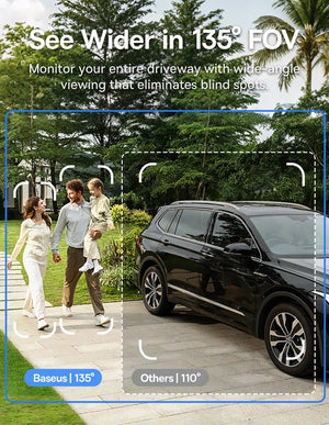 Baseus S1 Lite Solar Security Camera - 2K Wireless Outdoor With 135 Degree FOV - stepyours.com