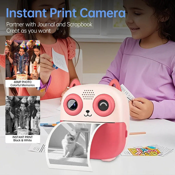 Instant Print Digital Camera Photo Printer Cartoon Design Black and White - stepyours.com