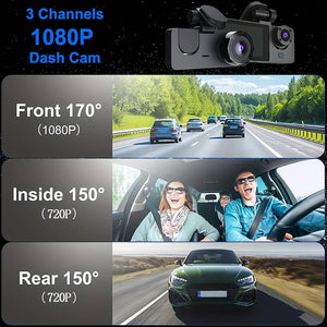 3 Channel 1080P Dash Cam For Cars With WiFi DVR Night Vision Rear View Camera - stepyours.com