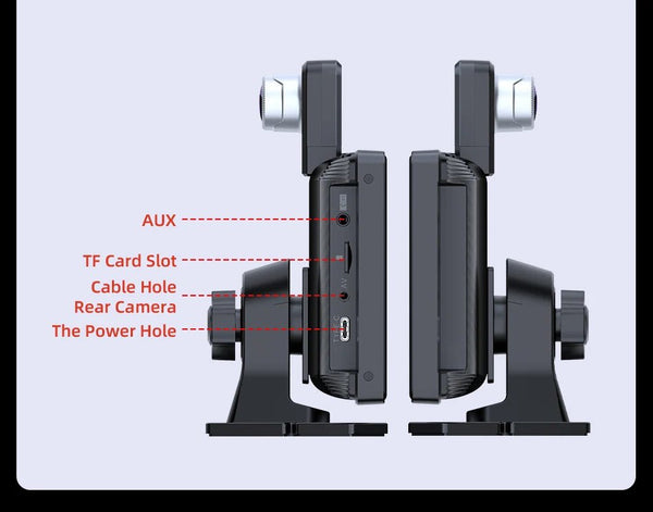 4K Dash Cam CarPlay Android Auto 350 Degree Rotating Lens GPS Bluetooth 7 Inch - stepyours.com