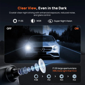 70mai S410 Rearview Dash Cam 2K Front 1080P Mirror - stepyours.com