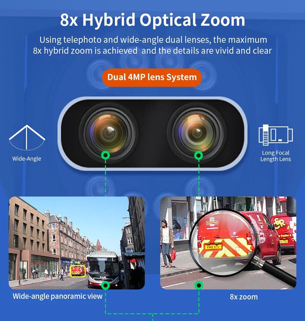 Hiseeu 4K 8MP Dual Lens PTZ WiFi IP Camera With 8X Zoom Night Vision Outdoor - stepyours.com