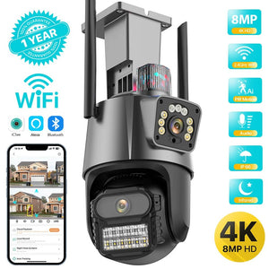 Outdoor WiFi PTZ Camera 8MP Dual - Lens 4K AI Tracking Dual Screen Night Vision - stepyours.com