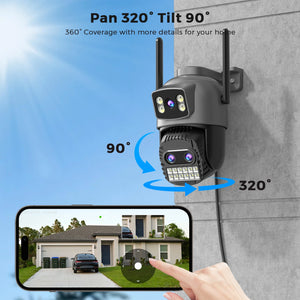 BESDER 15MP WiFi PTZ Outdoor Camera - Dual Screen, 10X Zoom, AI Human Detection - stepyours.com