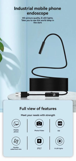 OllyMurs Type - C Android Endoscope IP67 Camera - 5.5 To 8mm 6 LED Borescope - stepyours.com
