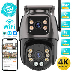 SmartVision 4K 8MP Outdoor WiFi PTZ Camera AI Auto Tracking Dual Lens by stepyours.com