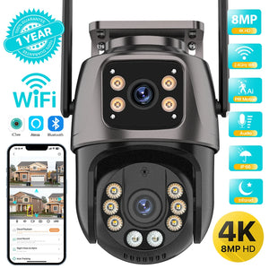 SmartVision 4K 8MP Outdoor WiFi PTZ Camera AI Auto Tracking Dual Lens by stepyours.com